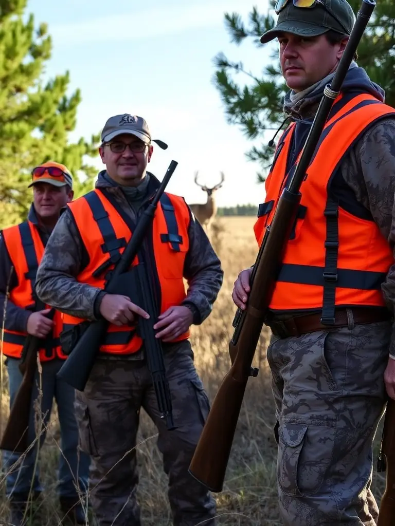 A photo of hunters participating in a regulated hunting event, emphasizing responsible hunting practices.