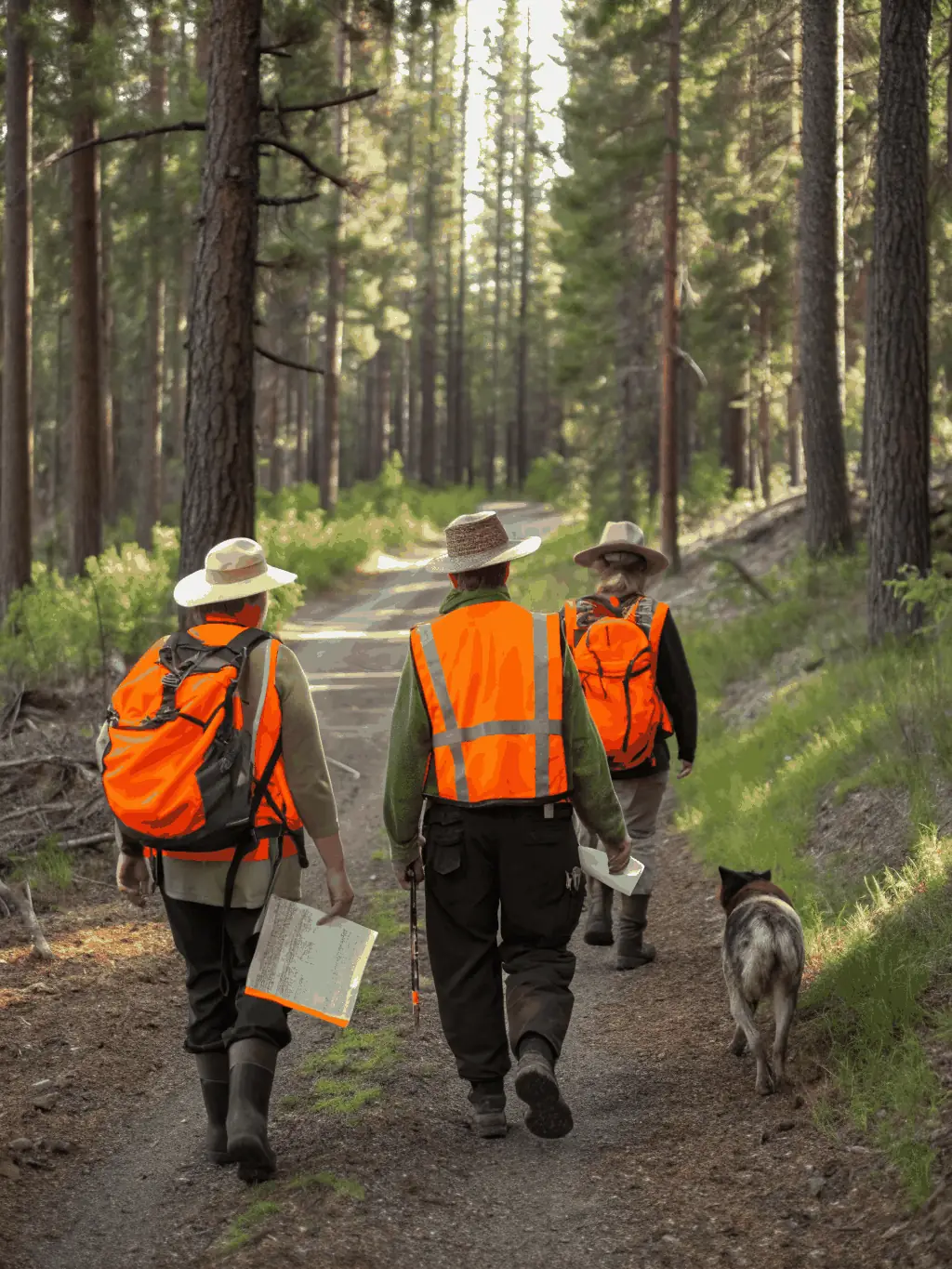 A photograph of a successful anti-poaching patrol, showing dedicated volunteers working to protect endangered species and enforce hunting regulations in the region.