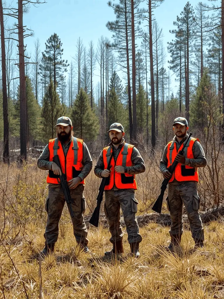 A photo of hunters participating in a regulated hunting event, showcasing responsible wildlife management practices.