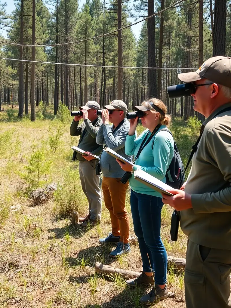 A photo of community members participating in a wildlife monitoring workshop, emphasizing community engagement.